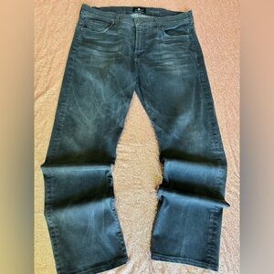 7 For All Mankind Carsen Fit Straight Leg Stretch Dark Blue Jeans 38x32. Outside